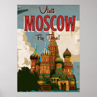 Póster Visite Moscou viagens vintage