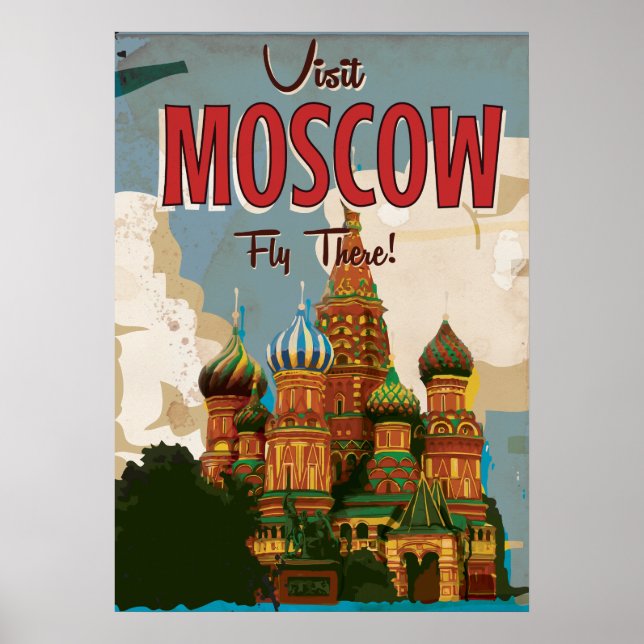 Póster Visite Moscou viagens vintage (Frente)