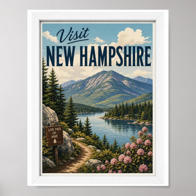 Poster Visite New Hampshire Viagem Vintage (Frente)