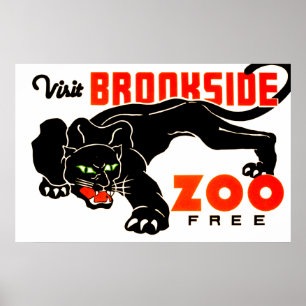 Poster Visite o Estilo de Vintagem Livre do Zoo Brookside