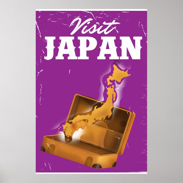 Poster Visite o Japão pôster de viagem vintage (Frente)