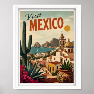 Poster Visite o México Viagens Antigas