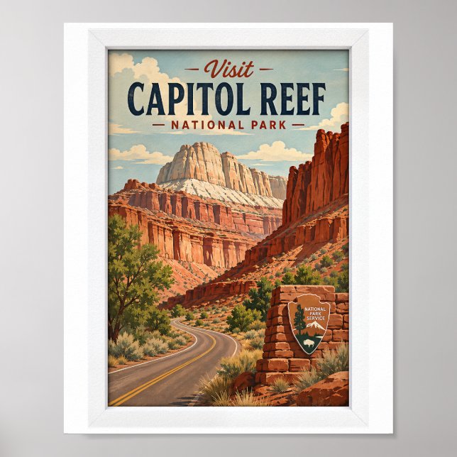 Poster Visite o Parque Nacional Capitol Reef Viagem Vinta (Frente)