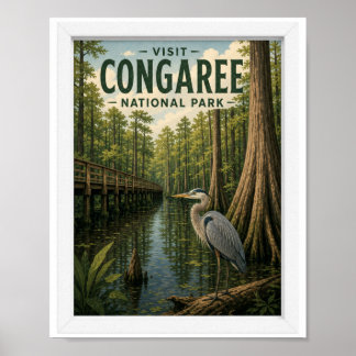 Poster Visite o Parque Nacional Congaree Viagem Vintage