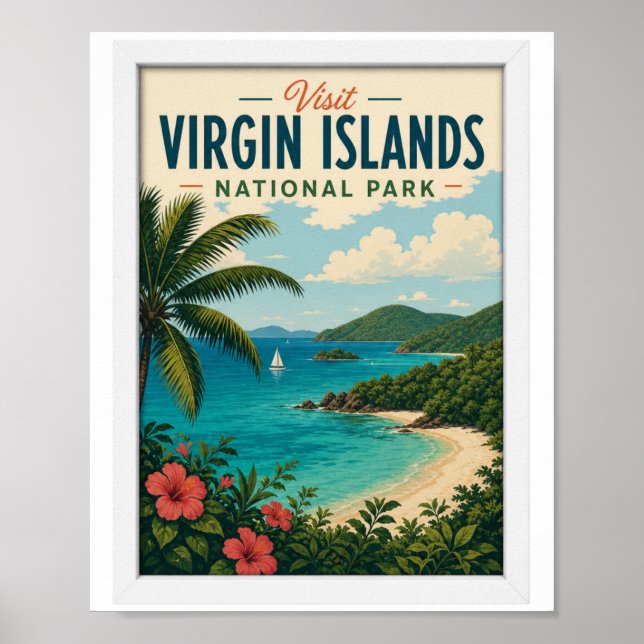 Poster Visite o Parque Nacional das Ilhas Virgens Viagem  (Frente)