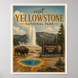 Poster Visite o Parque Nacional de Yellowstone Viagem Vin