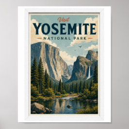 Poster Visite o Parque Nacional de Yosemite Viagem Vintag