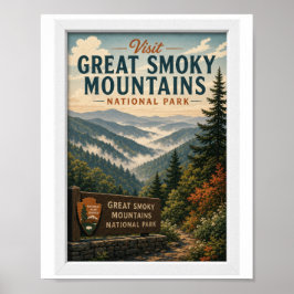 Poster Visite o Parque Nacional Great Smoky Mountains Via