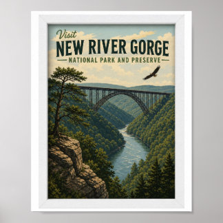 Poster Visite o Parque Nacional New River Gorge Viagem Vi