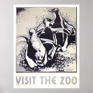 Póster Visite o Zoo Penguin 1936 WPA