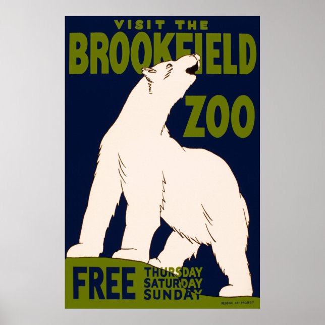 Póster Visite o zoológico de Brookfield (Frente)