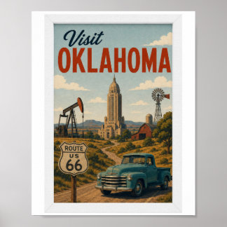 Poster Visite Oklahoma Viagem Vintage