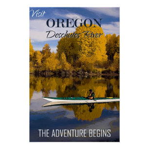 Póster Visite Oregon, Rio Deschutes,