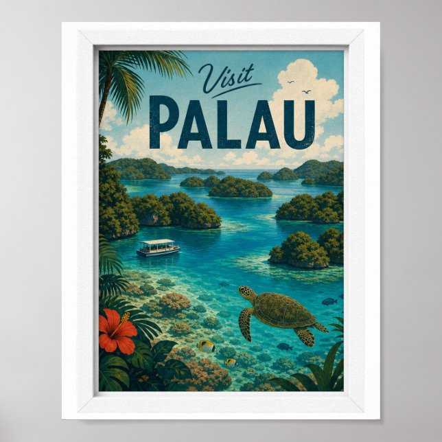 Poster Visite Palau Travel Vintage (Frente)