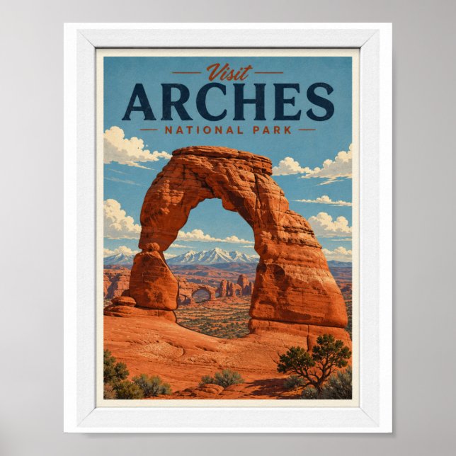 Poster Visite Parque Nacional Arches Viagem Vintage (Frente)