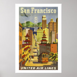 Poster Visite San Francisco Estilo Vintage dos Anos 1950