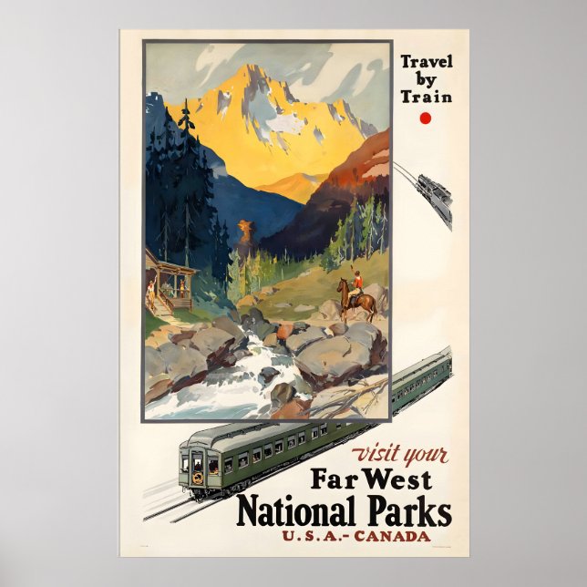 Poster Visite Seus Parques Nacionais do Extremo Oeste EUA (Frente)