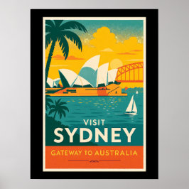 Poster Visite Sydney - Retro Sunset Viagem