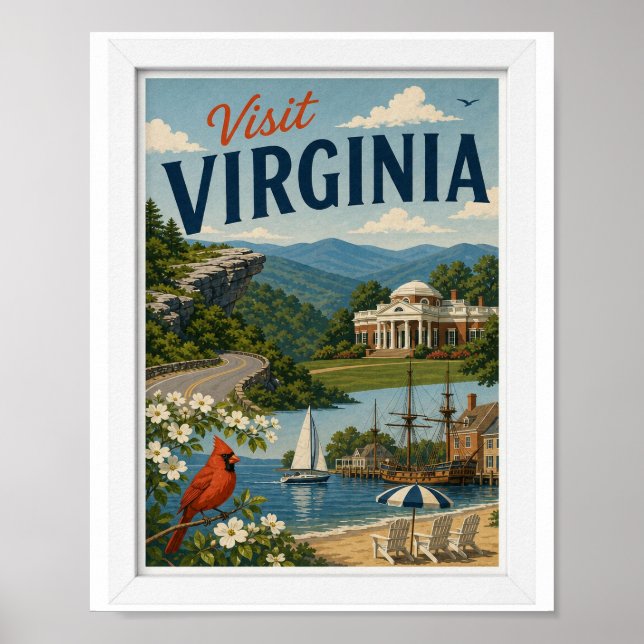 Poster Visite Viagem Vintage Virgínia (Frente)