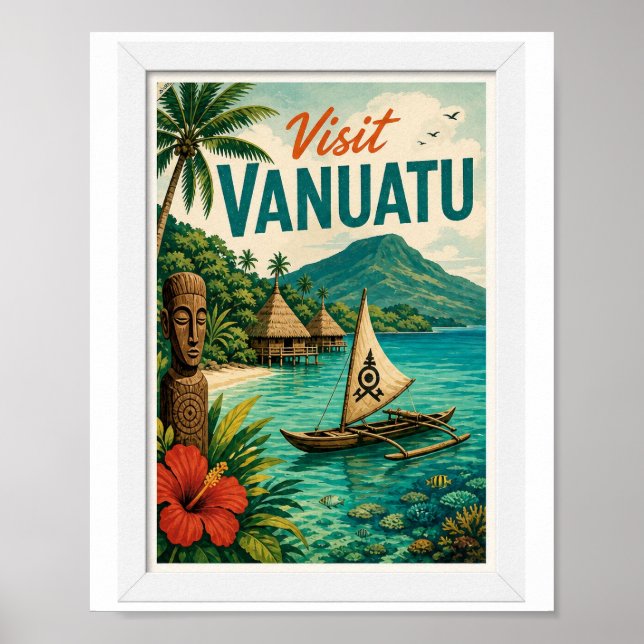 Poster Visite Viagens Antigas de Vanuatu (Frente)