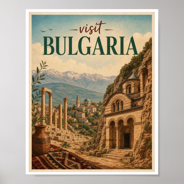 Poster Visite Viagens Vintage Bulgária (Frente)