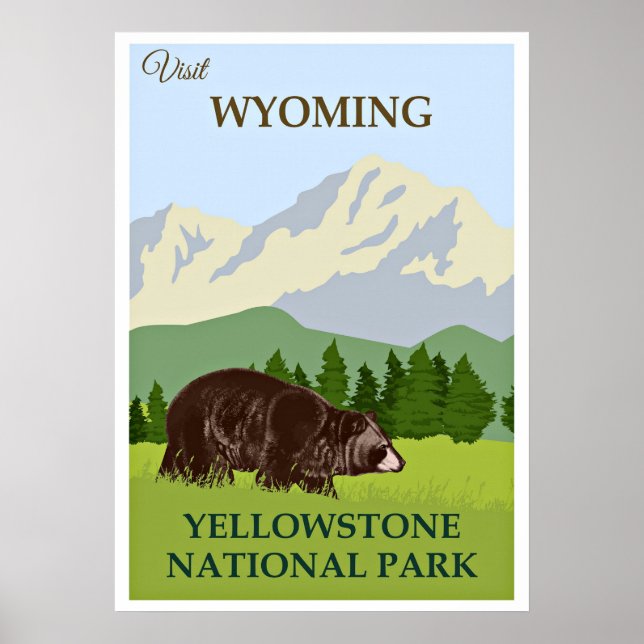 Poster Visite Wyoming, Parque Nacional de Yellowstone (Frente)