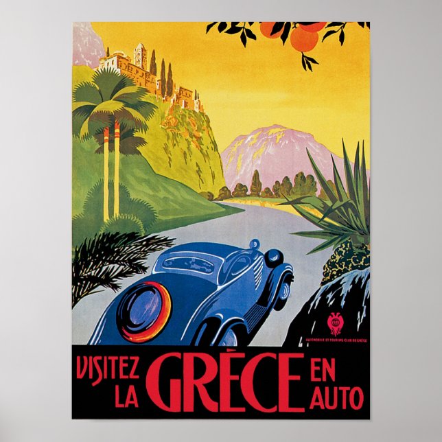 Póster Visitez La Grece en Auto (Frente)