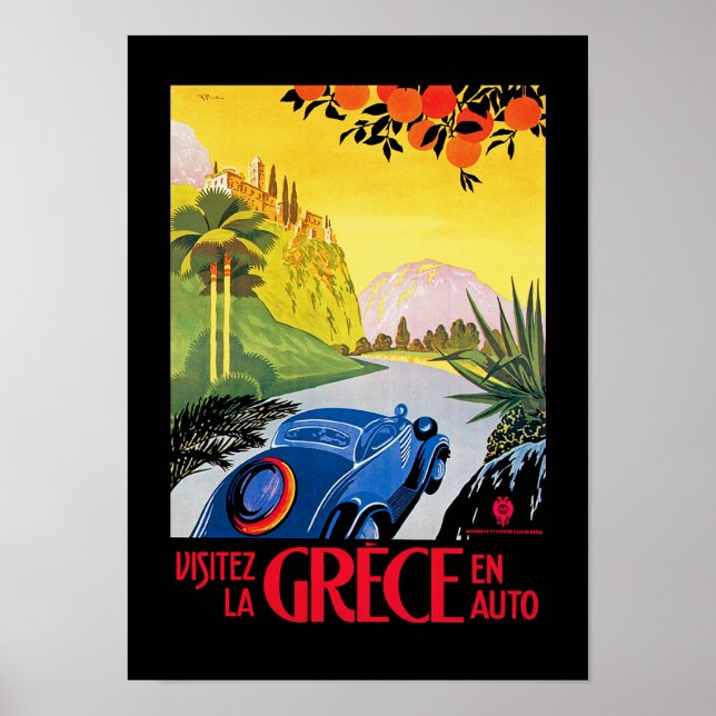 Poster Visitez La Grece en Auto (Frente)
