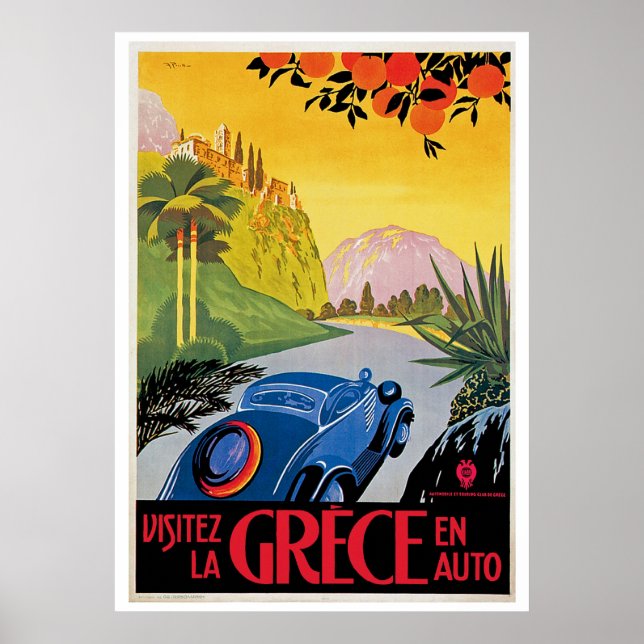 Poster Visitez La Grece en Auto (Frente)