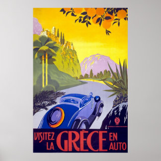 Póster Visitez La Grece En Auto Grécia