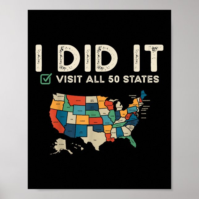 Poster Visitou todos os 50 estados dos EUA - Mapa de viag (Frente)