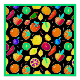 Póster Visões de Neon Frutíferas Design