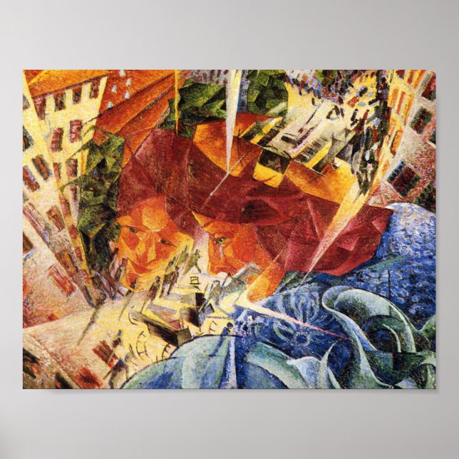 Poster Visões simultâneas Umberto Boccioni, 1912 (Frente)