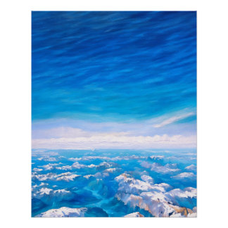 Póster Vista Aérea Atormentosa De Montanhas Com Capas De