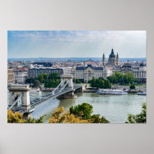 Poster Vista aérea da Cadeia Bridge em Budapeste, Hungria