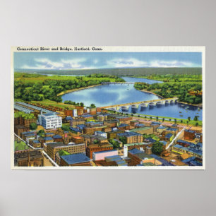 Poster Vista aérea da cidade e do Connecticut