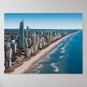 Póster Vista Aérea da Costa Dourada Austrália