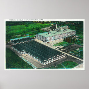 Poster Vista aérea da fabricação do Goodyear-Zeppelin