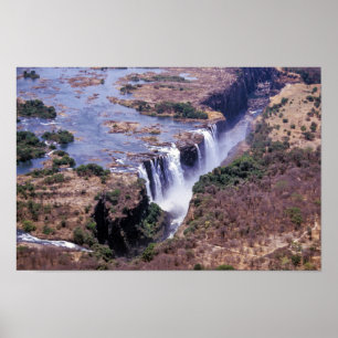 Poster Vista aérea da famosa Victoria Falls - Zimbabué