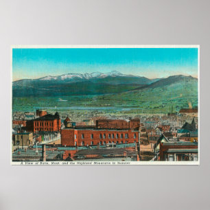 Poster Vista aérea da montanha da cidade e das montanhas