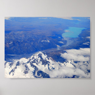 Póster Vista aérea de Aoraki/Monte Cook na Nova Zelândi