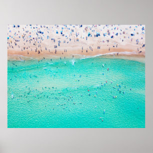 Poster Vista aérea de Bondi Beach em um dia de verão pe