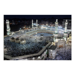 Póster Vista aérea de Hajj Pilgrims na Kaaba, Meca