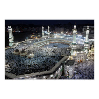 Póster Vista aérea de Hajj Pilgrims na Kaaba, Meca