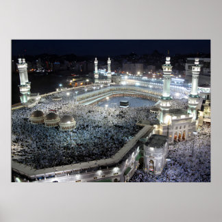 Poster Vista aérea de Hajj Pilgrims na Kaaba, Meca