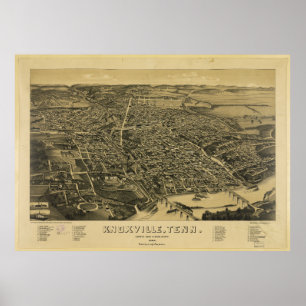 Póster Vista aérea de Knoxville Tennessee, de 1886