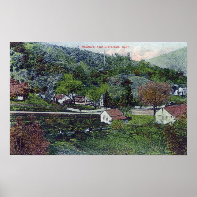 Póster Vista aérea de McCray's Cloverdale, CA (Frente)