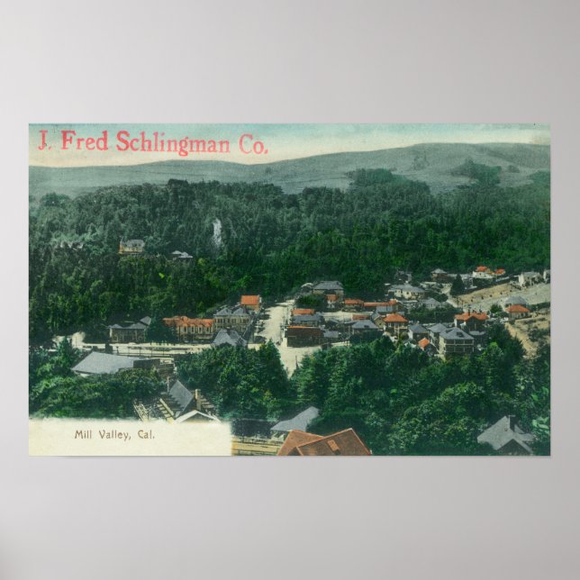 Póster Vista aérea de Mill ValleyMill Valley, CA (Frente)