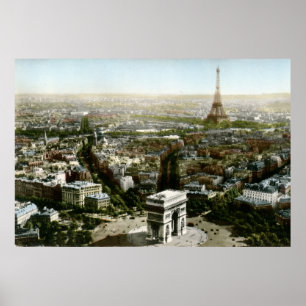 Poster Vista aérea de Paris, France Vintage