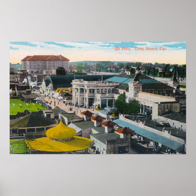 Póster Vista aérea de PikeLong Beach, CA (Frente)